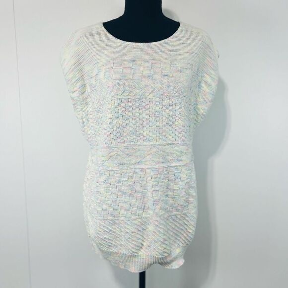 Vintage Cartweels Unlimited Cotten Pastel Sleeveless Knit Sweater Vest Chunky - Picture 1 of 16